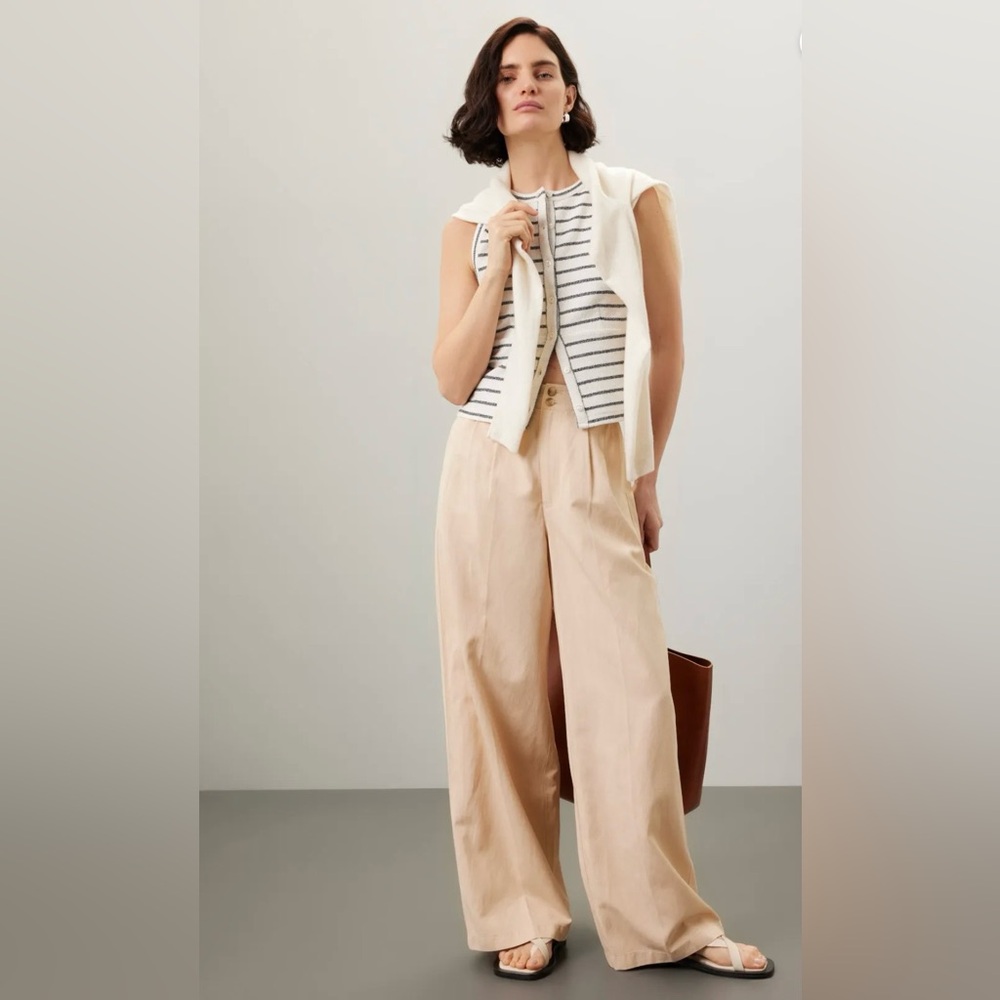 Madewell Harlow Wide-Leg Pant Beige Sz 8